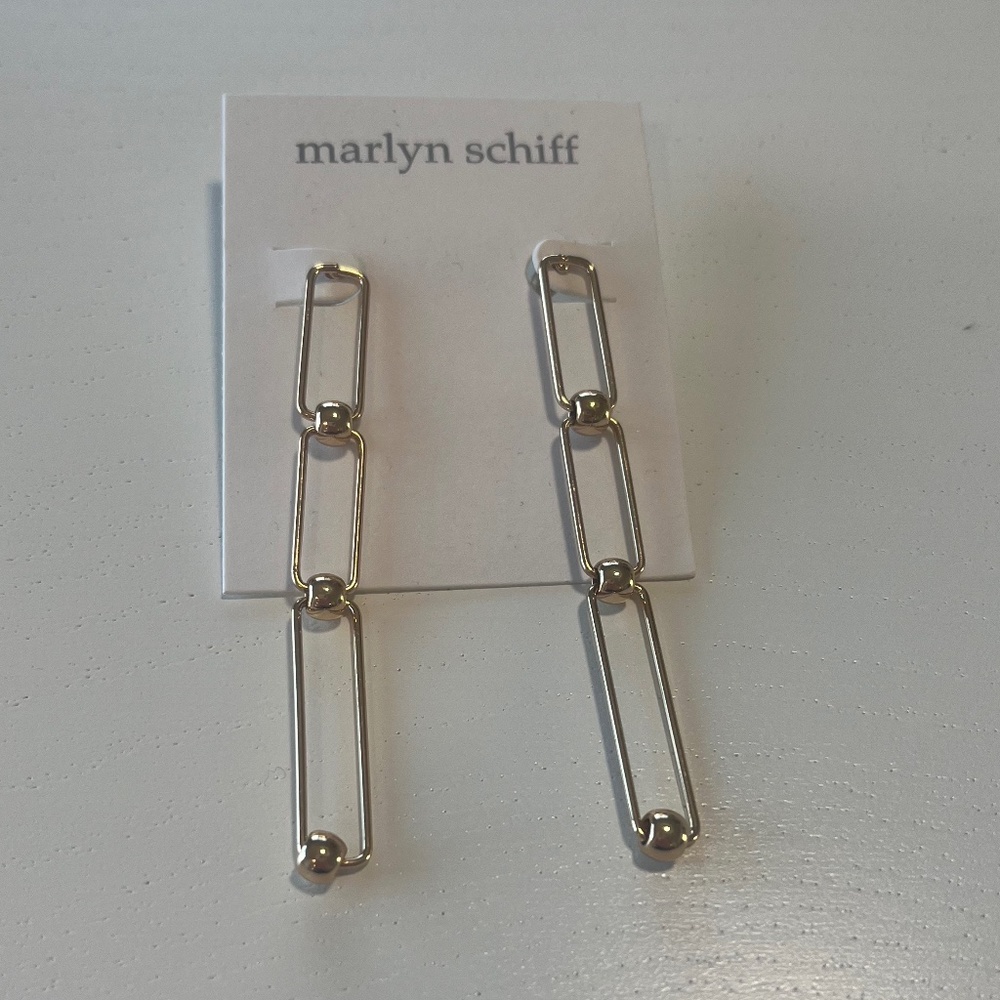 Marlyn Schiff Gold Paperclip Earrings
